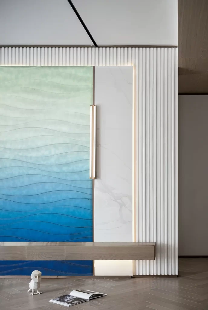 Decorative glass office feature wall