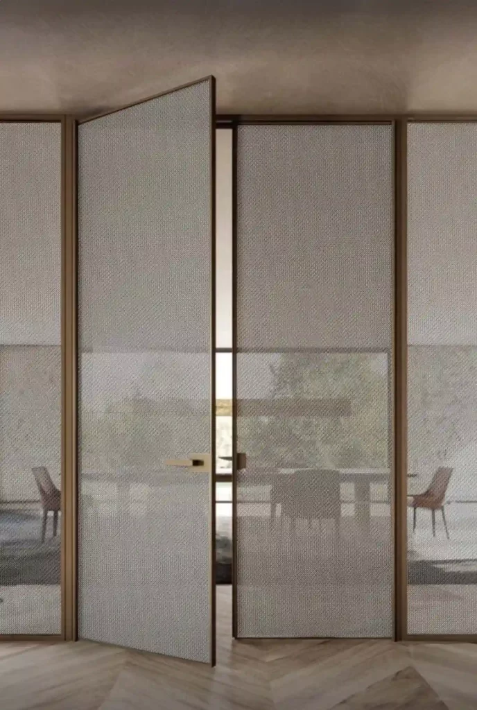 Decorative glass with full frame door